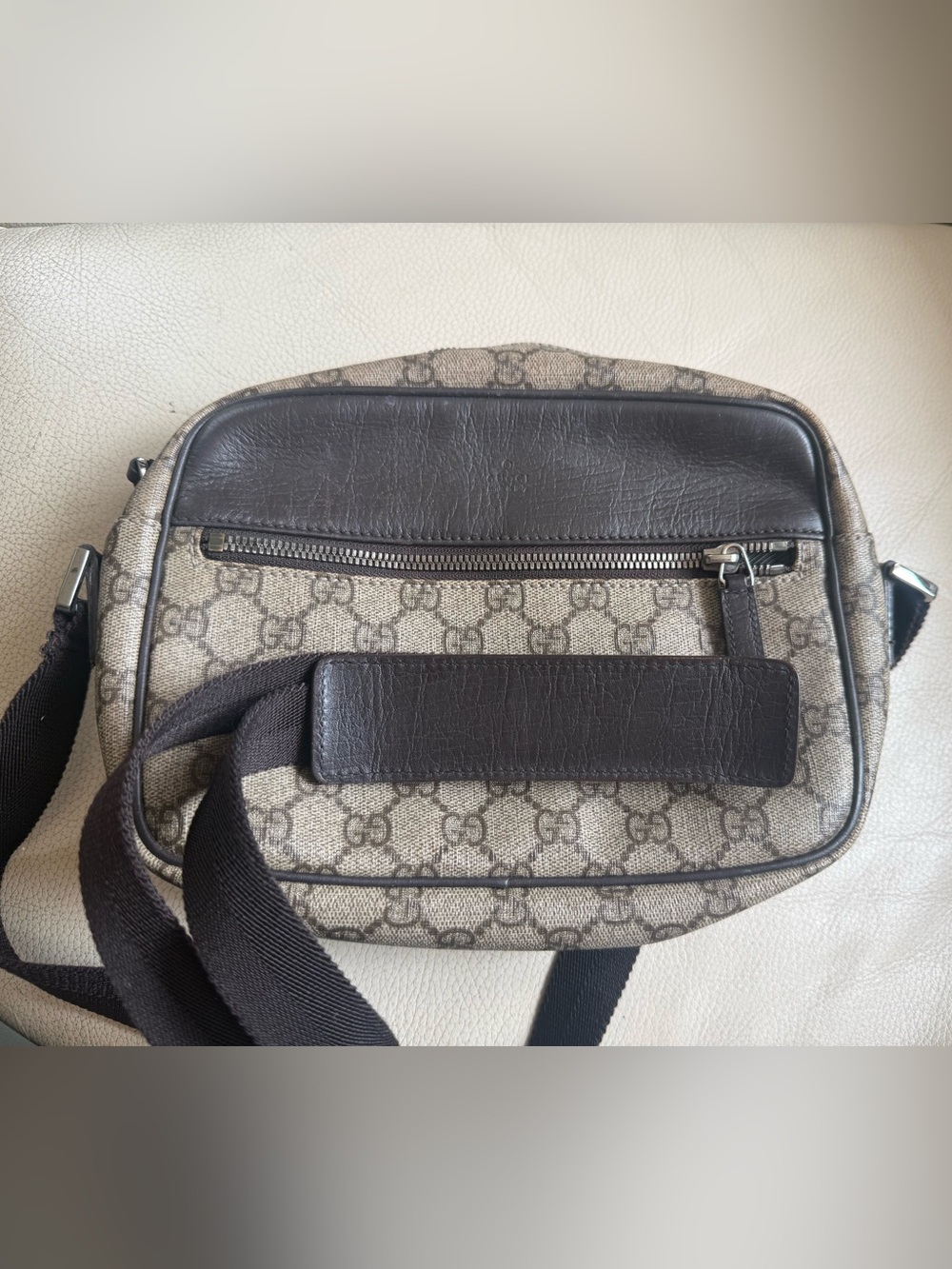 Authentic Gucci Brown Leather Cross Body Bag
